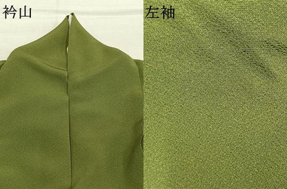 平和屋着物●豪華振袖　色無地　草色　正絹　逸品　AABK1677fy