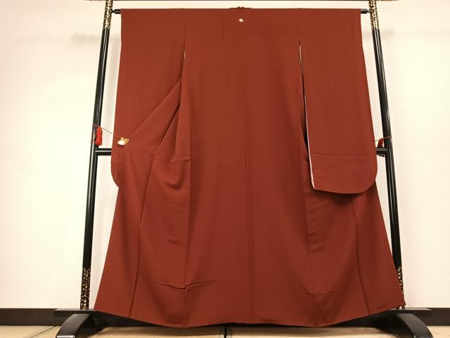 平和屋着物●豪華振袖　色無地　紅海老茶色　正絹　逸品　AABK1678fy