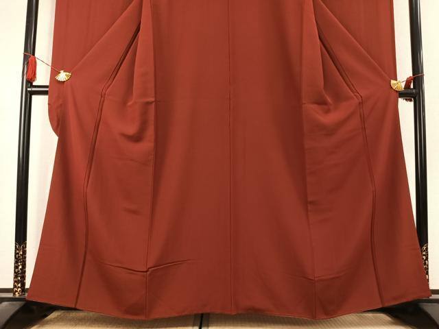平和屋着物●豪華振袖　色無地　紅海老茶色　正絹　逸品　AABK1678fy