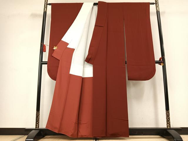 平和屋着物●豪華振袖　色無地　紅海老茶色　正絹　逸品　AABK1678fy