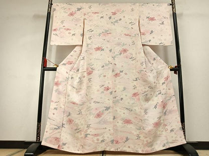 平和屋着物●上質な小紋　草花文　正絹　逸品　AABK1680fy