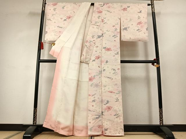 平和屋着物●上質な小紋　草花文　正絹　逸品　AABK1680fy