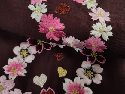 平和屋着物●女性　行灯袴　花丸文　さくらんぼ　ハート　金糸　洗える着物　AABK1681cs
