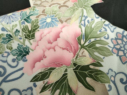 平和屋着物●豪華黒留袖　友禅　作家物　飾花文　正絹　逸品　AABK1683cs