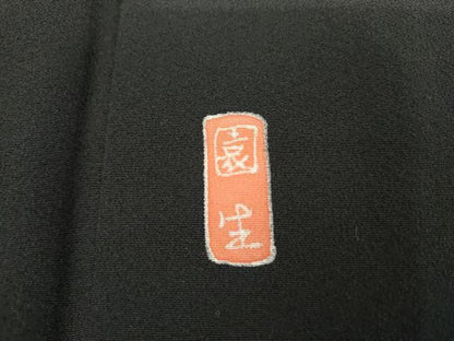 平和屋着物●豪華黒留袖　友禅　作家物　飾花文　正絹　逸品　AABK1683cs