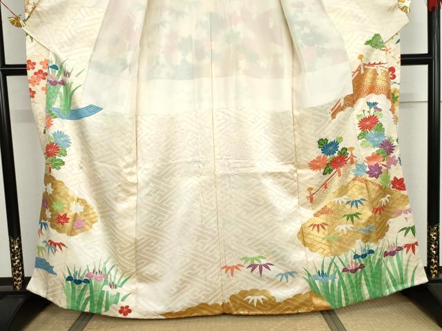 平和屋着物●豪華振袖　駒刺繍　松竹梅吉祥文　金彩　正絹　逸品　AABK1686cs