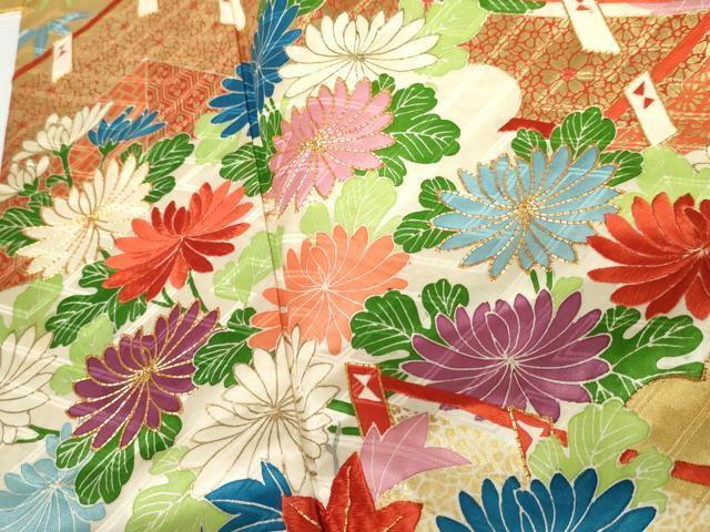 平和屋着物●豪華振袖　駒刺繍　松竹梅吉祥文　金彩　正絹　逸品　AABK1686cs