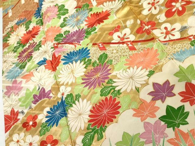 平和屋着物●豪華振袖　駒刺繍　松竹梅吉祥文　金彩　正絹　逸品　AABK1686cs