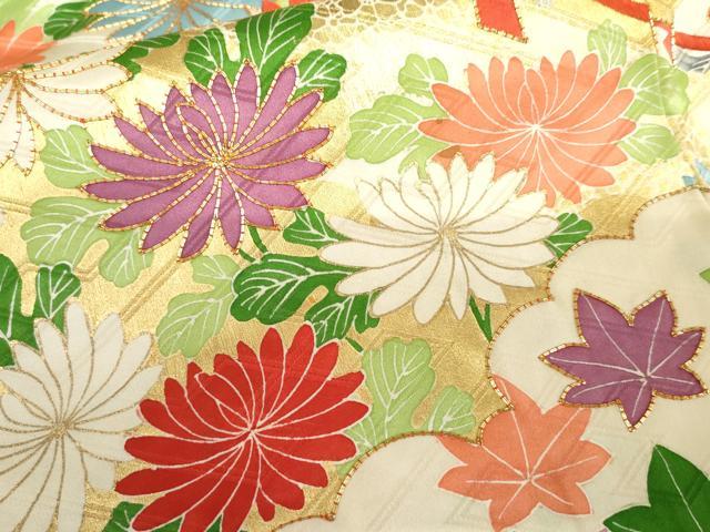 平和屋着物●豪華振袖　駒刺繍　松竹梅吉祥文　金彩　正絹　逸品　AABK1686cs
