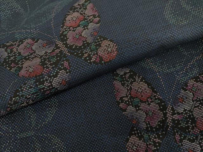 平和屋着物●本場大島紬　カタス9マルキ　花蝶文　正絹　逸品　未使用　AABK1688cs