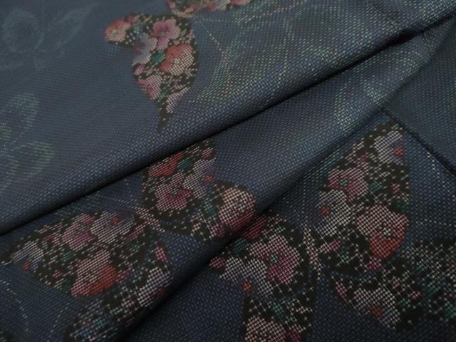 平和屋着物●本場大島紬　カタス9マルキ　花蝶文　正絹　逸品　未使用　AABK1688cs