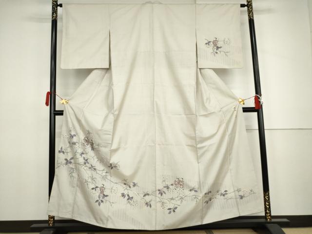 平和屋着物●本場縞大島紬　染大島　訪問着　作家物　白大島　童子　正絹　逸品　AABK1696cs
