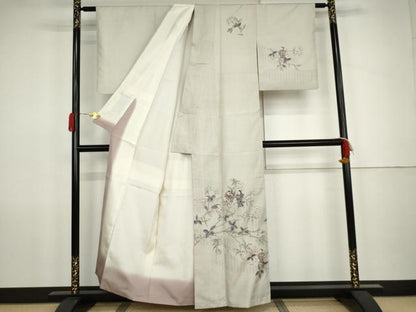 平和屋着物●本場縞大島紬　染大島　訪問着　作家物　白大島　童子　正絹　逸品　AABK1696cs