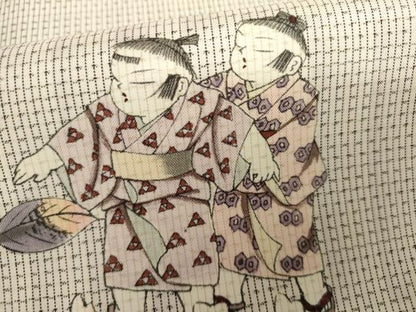 平和屋着物●本場縞大島紬　染大島　訪問着　作家物　白大島　童子　正絹　逸品　AABK1696cs