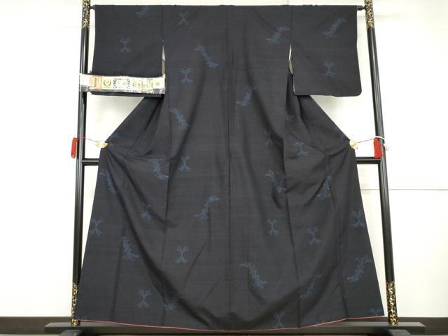 平和屋着物●結城紬　100亀甲　束ね熨斗文　証紙付き　正絹　逸品　AABK1700cs