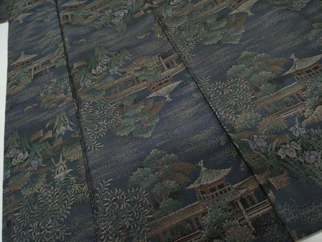 平和屋着物●本場大島紬　純泥染め　カタス9マルキ　手織り　風景文　河野絹織物謹製　証紙付き　正絹　逸品　AABK1702cs