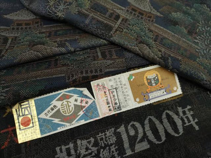 平和屋着物●本場大島紬　純泥染め　カタス9マルキ　手織り　風景文　河野絹織物謹製　証紙付き　正絹　逸品　AABK1702cs