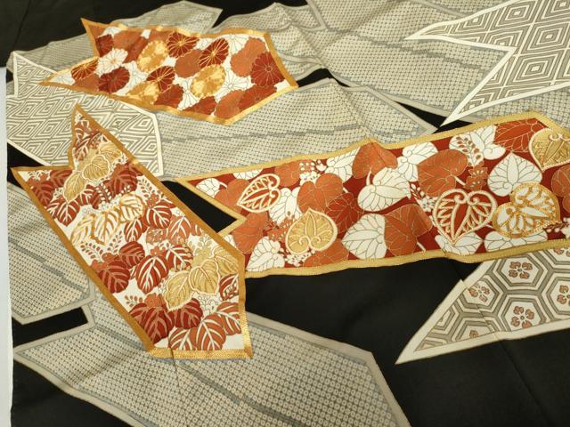 平和屋着物●銀座きしや　黒留袖　駒刺繍　矢羽根花松文　たとう紙付き　正絹　逸品　AABK1703cs