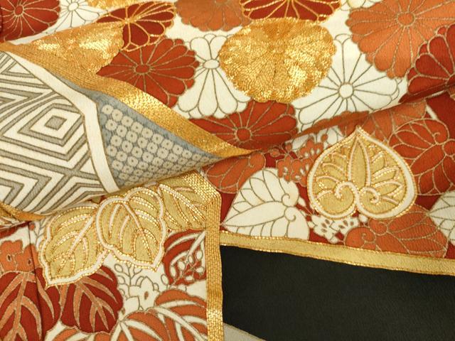 平和屋着物●銀座きしや　黒留袖　駒刺繍　矢羽根花松文　たとう紙付き　正絹　逸品　AABK1703cs