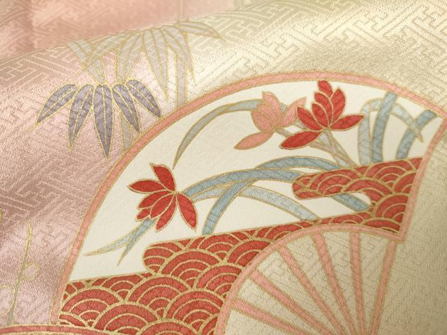 平和屋着物●訪問着　扇面草花文　暈し染め　金彩　正絹　逸品　AABK1709cs
