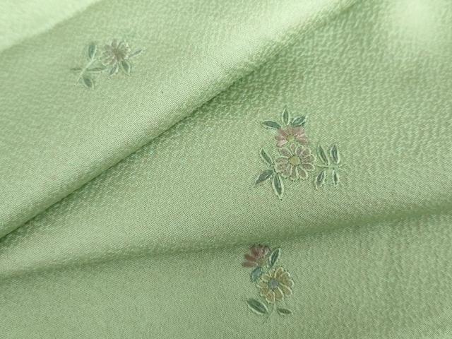平和屋着物●上質な小紋　総刺繍　草花文　正絹　逸品　AABK1710cs