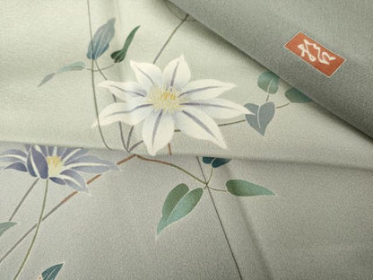 平和屋着物●十日町　加賀草木友禅の第一人者　田村哲彦　色留訪問着　枝花文　暈し染め　正絹　逸品　AABK1711cs
