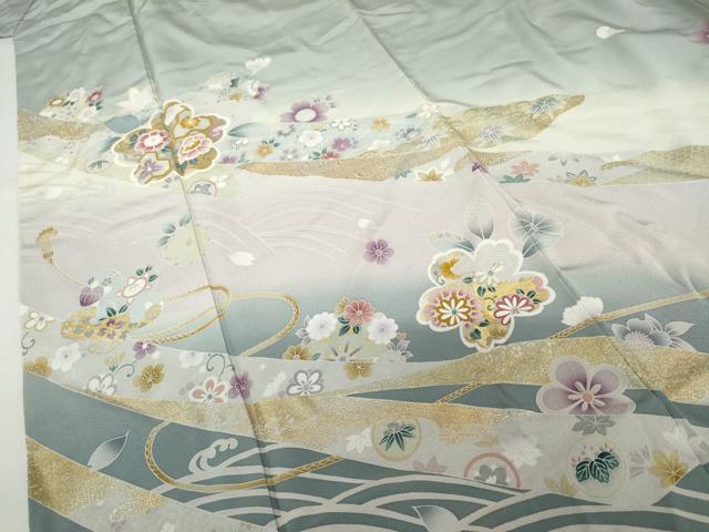 平和屋着物●豪華色留袖　蔓帯花文　暈し染め　金銀彩　丹後ちりめん　反端付き　正絹　逸品　AABK1712cs