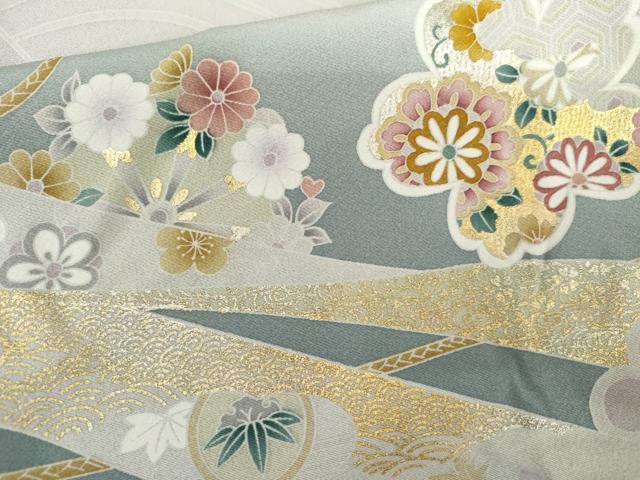 平和屋着物●豪華色留袖　蔓帯花文　暈し染め　金銀彩　丹後ちりめん　反端付き　正絹　逸品　AABK1712cs