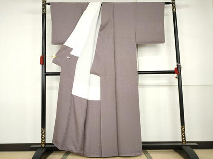 平和屋着物●上質な色無地　霞地紋　浅紫色　正絹　逸品　AABK1713cs