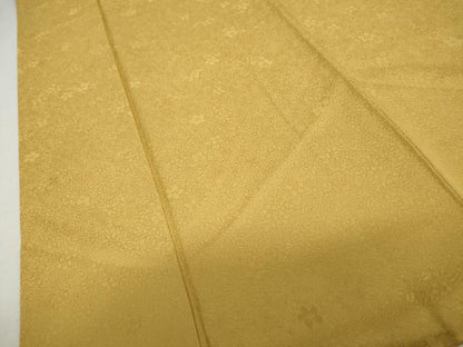 平和屋着物●上質な色無地　草花地紋　玉蜀黍色　正絹　逸品　AABK1715cs