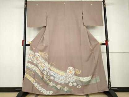 平和屋着物●豪華色留袖　作家物　刺繍　正倉院鳳凰花文　金糸　金彩　正絹　逸品　AABK1716cs