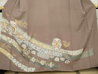 平和屋着物●豪華色留袖　作家物　刺繍　正倉院鳳凰花文　金糸　金彩　正絹　逸品　AABK1716cs