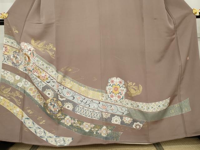 平和屋着物●豪華色留袖　作家物　刺繍　正倉院鳳凰花文　金糸　金彩　正絹　逸品　AABK1716cs