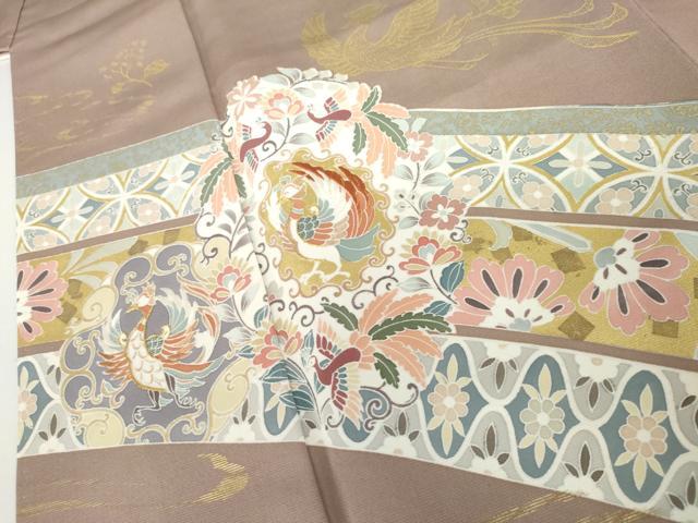 平和屋着物●豪華色留袖　作家物　刺繍　正倉院鳳凰花文　金糸　金彩　正絹　逸品　AABK1716cs