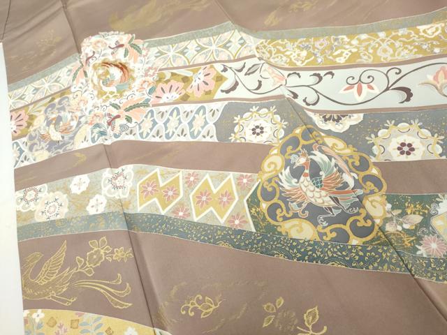 平和屋着物●豪華色留袖　作家物　刺繍　正倉院鳳凰花文　金糸　金彩　正絹　逸品　AABK1716cs