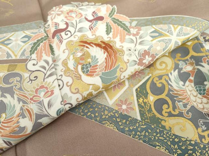平和屋着物●豪華色留袖　作家物　刺繍　正倉院鳳凰花文　金糸　金彩　正絹　逸品　AABK1716cs
