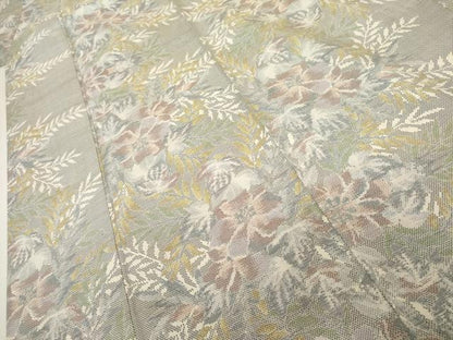 平和屋着物●本場大島紬　白大島　7マルキ　草花文　やまと誂製　正絹　逸品　AABK1723cs