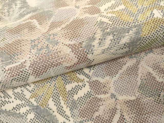 平和屋着物●本場大島紬　白大島　7マルキ　草花文　やまと誂製　正絹　逸品　AABK1723cs