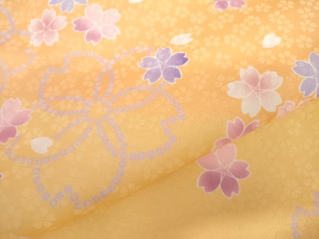平和屋着物●小振袖　二尺袖　舞桜　暈し染め　洗える着物　AABK1724cs