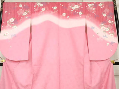 平和屋着物●小振袖　二尺袖　舞桜　暈し染め　洗える着物　AABK1725cs