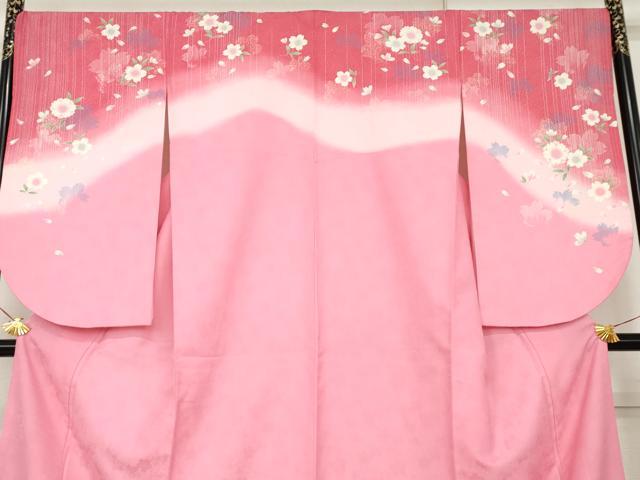 平和屋着物●小振袖　二尺袖　舞桜　暈し染め　洗える着物　AABK1725cs