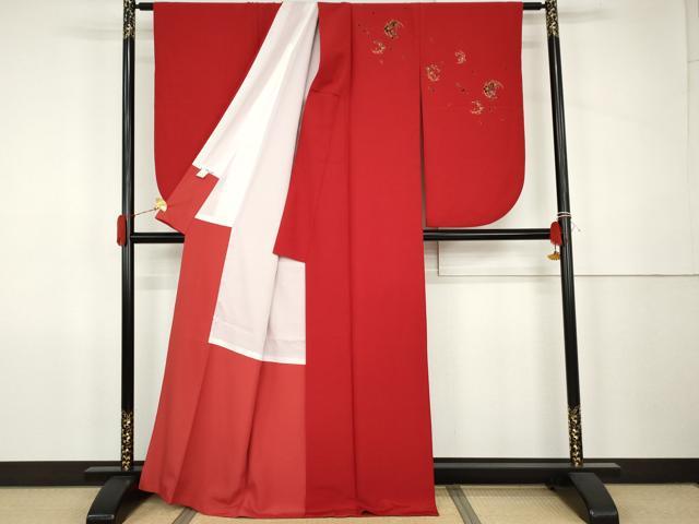 平和屋着物●小振袖　二尺袖　桜丸文　金彩　洗える着物　AABK1726cs