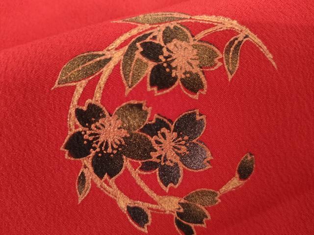 平和屋着物●小振袖　二尺袖　桜丸文　金彩　洗える着物　AABK1726cs