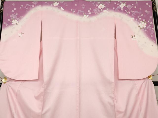 平和屋着物●小振袖　二尺袖　葉桜　暈し染め　洗える着物　AABK1727cs