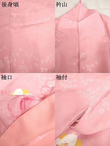 平和屋着物●小振袖　二尺袖　舞桜　金彩　洗える着物　AABK1729cs