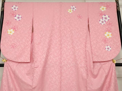 平和屋着物●小振袖　二尺袖　舞桜　金彩　洗える着物　AABK1729cs
