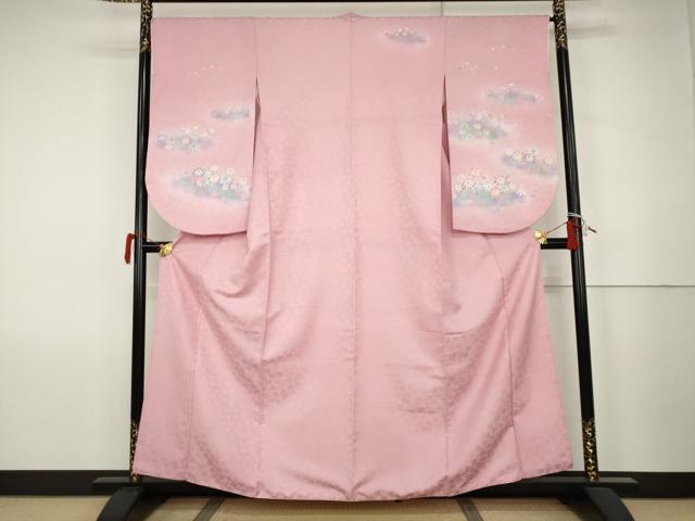 平和屋着物●小振袖　二尺袖　草花文　暈し染め　洗える着物　AABK1731cs