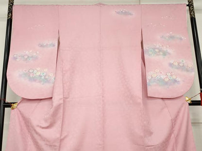 平和屋着物●小振袖　二尺袖　草花文　暈し染め　洗える着物　AABK1731cs