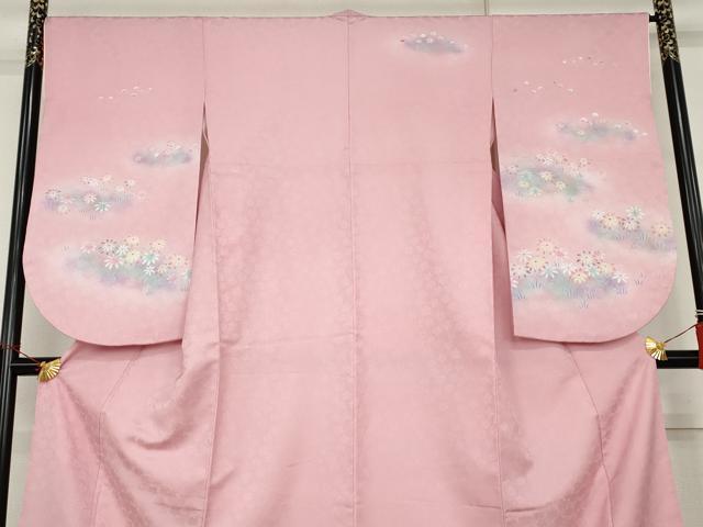 平和屋着物●小振袖　二尺袖　草花文　暈し染め　洗える着物　AABK1731cs
