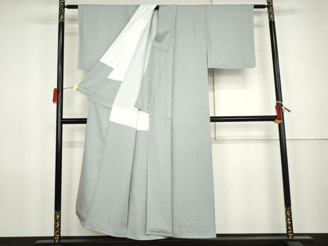 平和屋着物●上質な色無地　草花地紋　秘色色　正絹　逸品　AABK1733cs